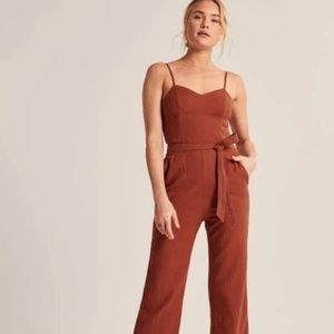 Abercrombie tie-strap linen blend jumpsuit